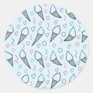 Sticker Rond Ice crème cône pour amoureux de la crème glacée