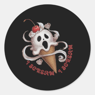 Sticker Rond Ice Crème d'Halloween, Crème de nourriture éffraya