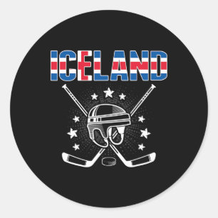 Sticker Rond Iceland Ice Hockey Lovers Jersey Hockey Islandais