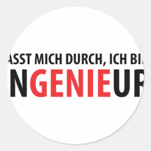 Sticker Rond Ich bin Ingenieur