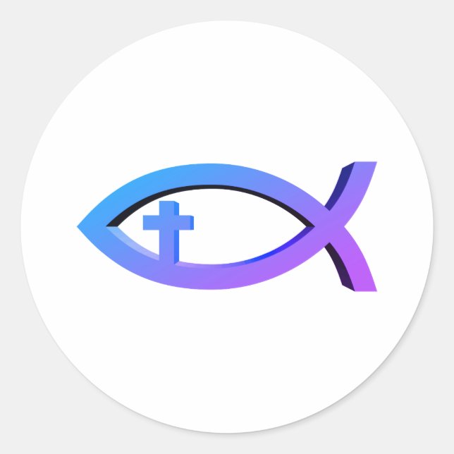 Sticker Rond Ichthus | Symbole de poisson chrétien avec les cla (Devant)