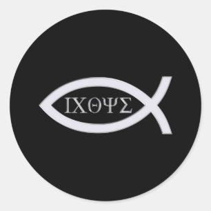 Sticker Rond Ichthys Symbole du poisson chrétien