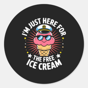 Sticker Rond Ici pour glace drôle croisière voyage correspondan