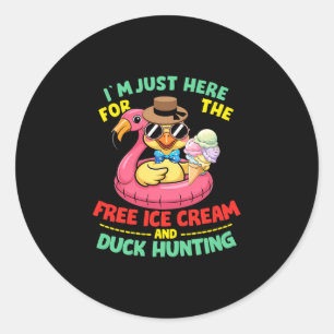 Sticker Rond Ici pour la glace et la chasse au canard premium