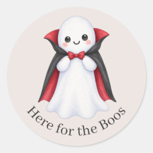 Sticker Rond Ici pour les Huées Mignon Vampire Fantôme Hallowee