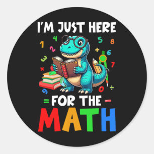 Sticker Rond Ici pour les maths Mignon T-rex Compter les nombre