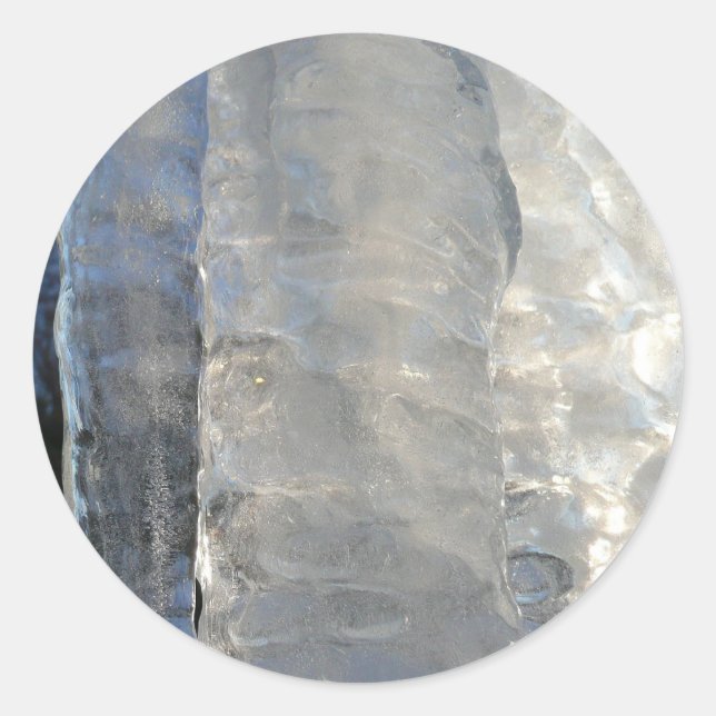 Sticker Rond Icicles Abstrait Blue Winter Photographie (Devant)