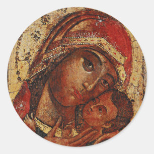 Sticker Rond Icon of the Mother of Dieu of Korsun