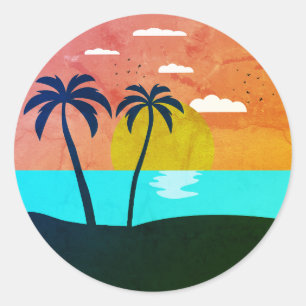 Sticker Rond Icon Summer Beach