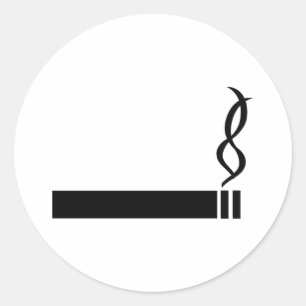 Sticker Rond icône cigare cigarette noir