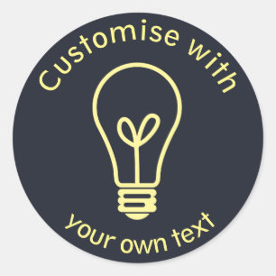 Sticker Rond Icône d'ampoule lumineuse personnalisée