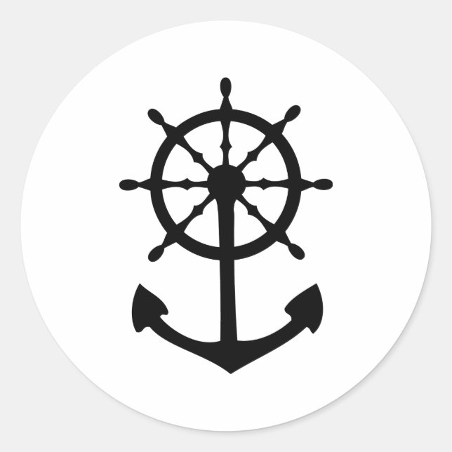 Sticker Rond icône d'ancrage du volant noir (Devant)