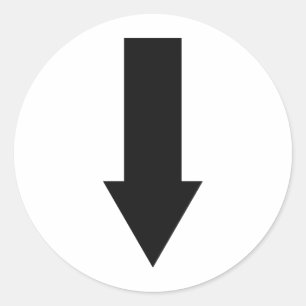 Sticker Rond icône de flèche noire vers le bas
