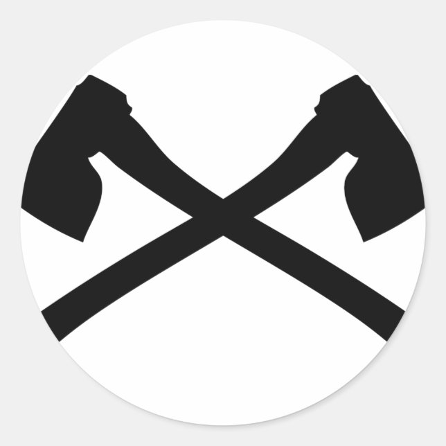 Sticker Rond icône de hache croisée (Devant)