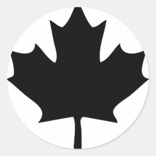Sticker Rond icône de la feuille d' érable du canada noir