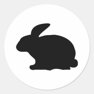 Sticker Rond icône de lapin noir