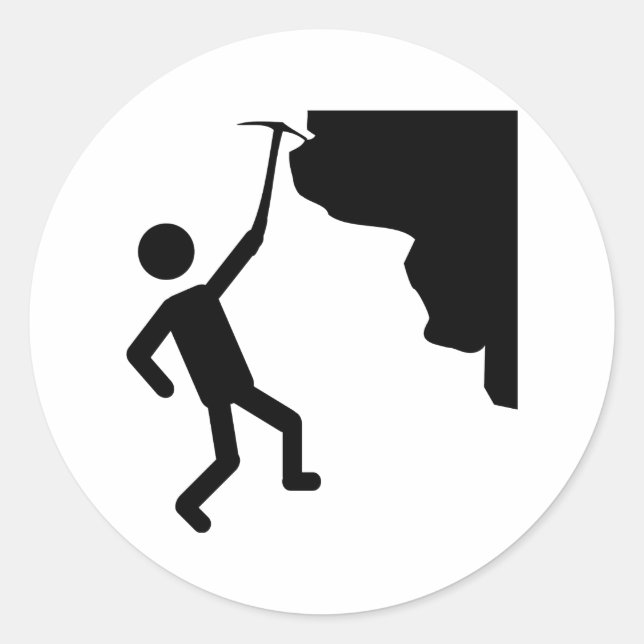 Sticker Rond icône de l'escalade de l'alpiniste freeclimber cli (Devant)