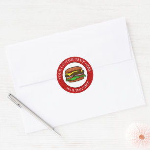 Sticker Rond Icône de logo de texte personnalisé Hamburger 1.5