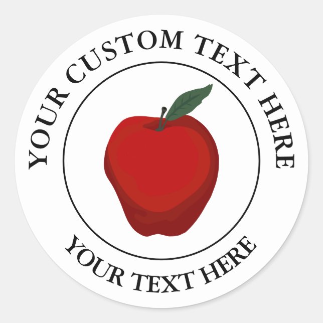 Sticker Rond Icône de logo de texte personnalisé Red Apple (Devant)