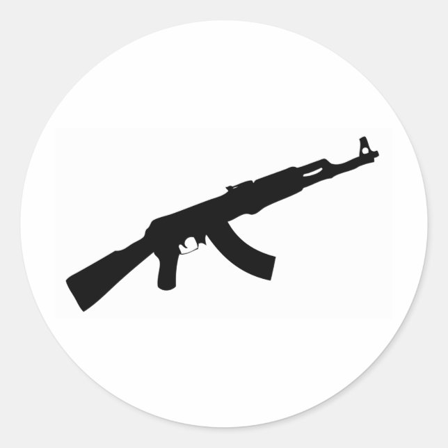 Sticker Rond icône de pistolet noir ak 47 (Devant)