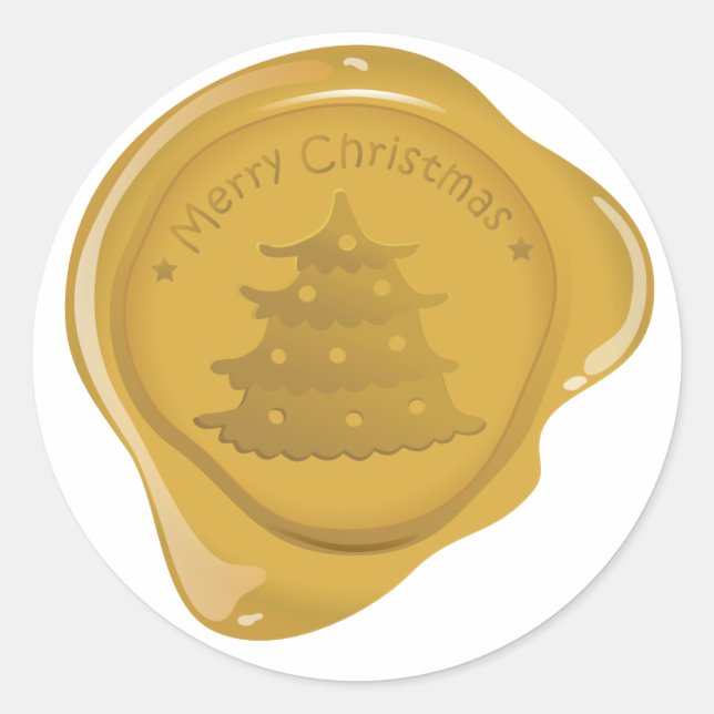 Sticker Rond Icône de sceau de cire de Noël - arbre de Noël (Devant)