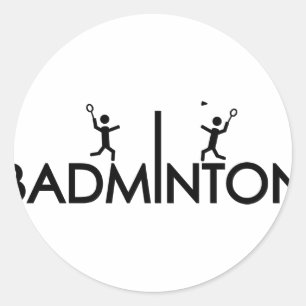 Sticker Rond icône de texte du badminton