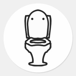 Sticker Rond icône de toilette