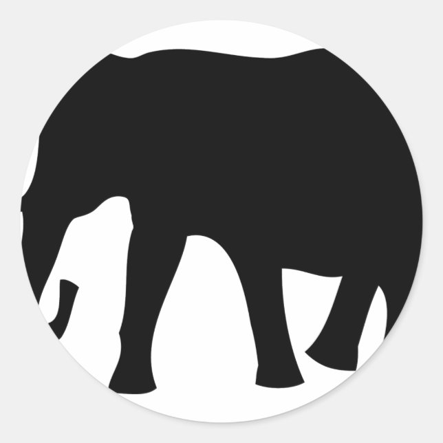 Sticker Rond icône d'éléphant noir (Devant)