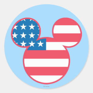 Sticker Rond Icône du drapeau américain Mickey Mouse patriotiqu