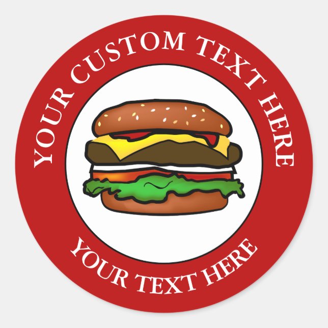 Sticker Rond Icône du logo de texte personnalisé Hamburger (Devant)