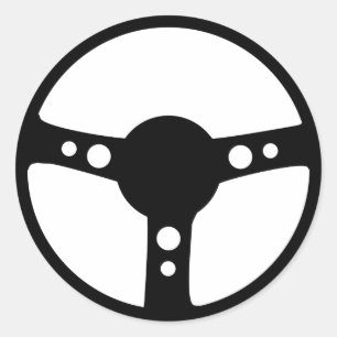Sticker Rond icône du volant de direction de course noire