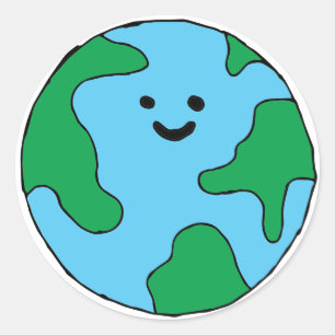 Sticker Rond Icône écologique Joyeux Clipart de la Terre Écoéco