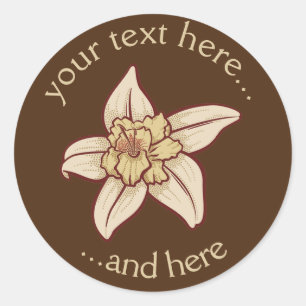 Sticker Rond Icône Fleur Vanille