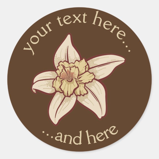 Sticker Rond Icône Fleur Vanille (Devant)
