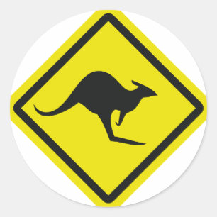 Sticker Rond icône kangourou australienne panneau routier