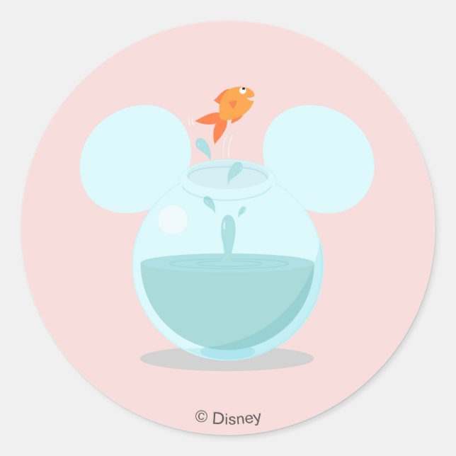 Sticker Rond Icône Mickey Mouse Fish Bowl (Devant)