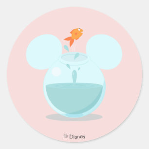 Sticker Rond Icône Mickey Mouse Fish Bowl