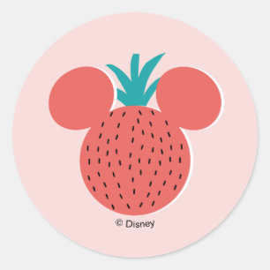 Sticker Rond Icône Mickey Mouse Fraise