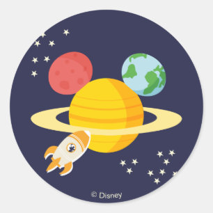 Sticker Rond Icône Mickey Mouse Planet