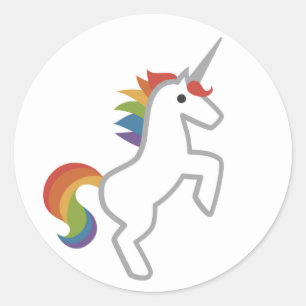 Sticker Rond Icône minimale magique d'Emoji de licorne