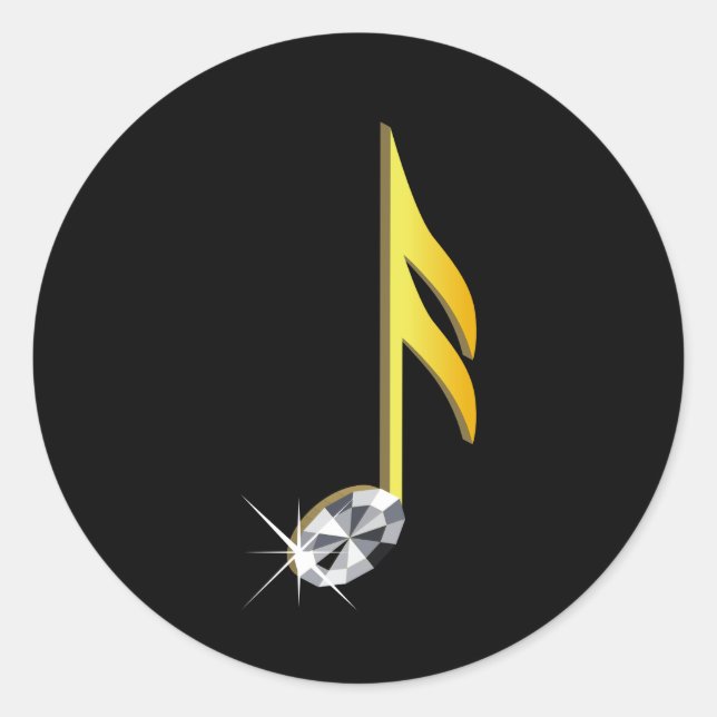 Sticker Rond Icône or d'une note musicale 1/16 (Devant)