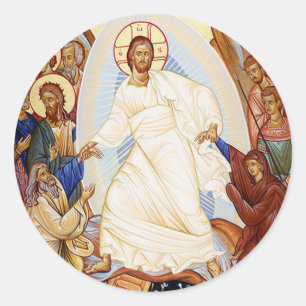 Sticker Rond Icône orthodoxe de la résurrection de l'anastasie