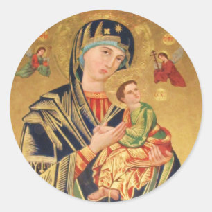 Sticker Rond Icône orthodoxe russe - Vierge Marie et bébé Jésus