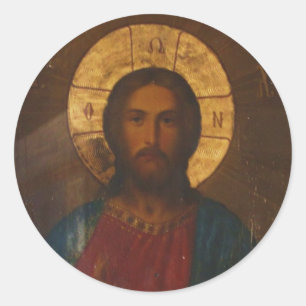 Sticker Rond ICÔNE vintage GRECQUE ORTHODOXE