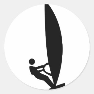 Sticker Rond icône windsurfer