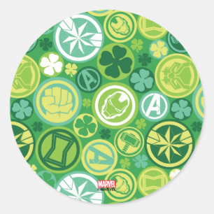 Sticker Rond Icônes Avenger et Motif Shamrock