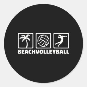 Sticker Rond Icônes de beach volley