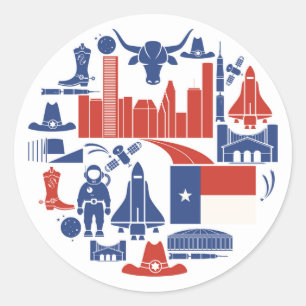 Sticker Rond Icônes de Houston Texas