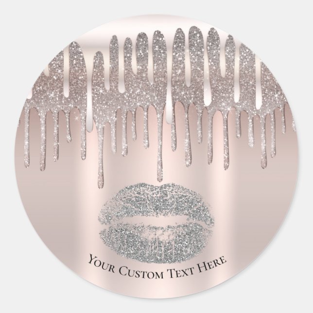 Sticker Rond Icy Rose Silver Lips Kiss Diamond Parties scintill (Devant)
