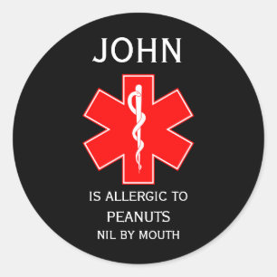 Sticker Rond ID d'alerte Médicale Allergie Médicale au lait